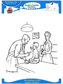 Çocuklar İçin Doktor Boyama Sayfaları 